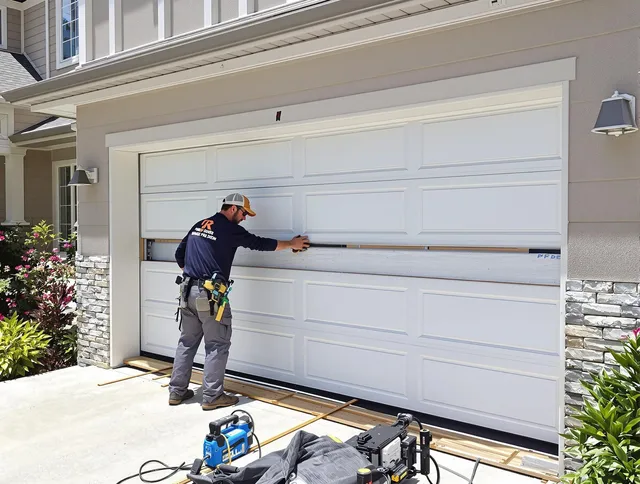 Whitman Garage Door Repair team performing complete garage door replacement at Whitman residence