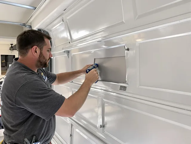 Garage door panel repair by Whitman Garage Door Repair in Whitman